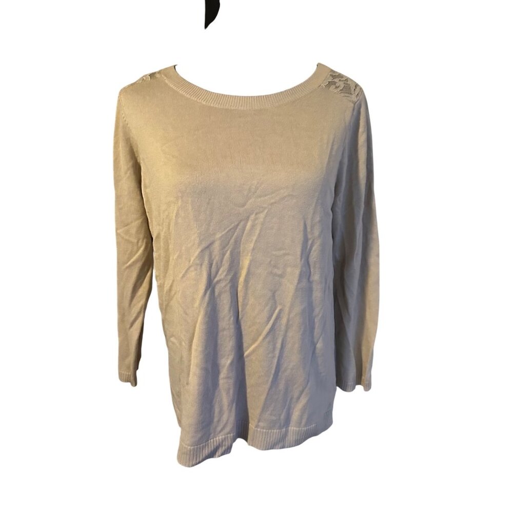 Linea by Louis Dell' Olio tan top with lace back size Small